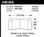 Diagram of HB193 brake pads specifications for Dodge Viper SRT-10 and others