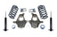 MaxTrac 07-14 GM C/K1500 SUV 2WD/4WD 3in/4in Lowering Spindle Kit components including spindles and adjustable struts.