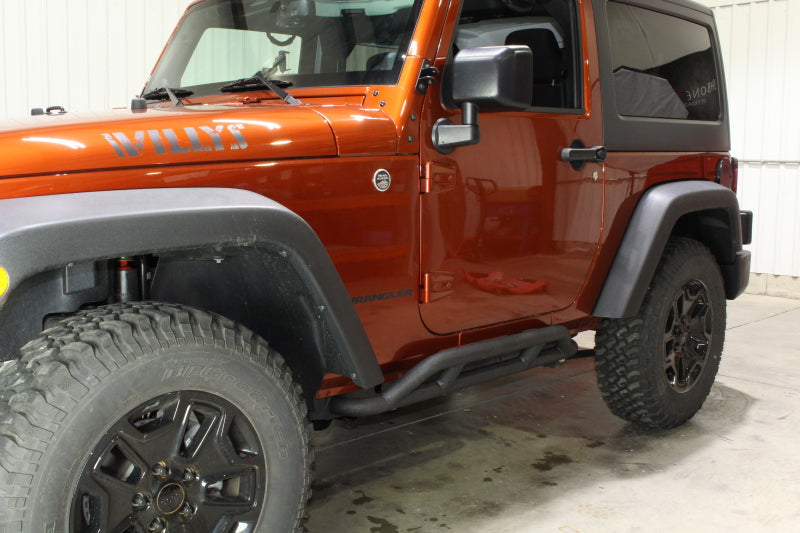 Fishbone Offroad 07-18 Jeep JK 2 Door Wrangler JK Steel Rock Sliders - Blk Textured Powdercoat Secondary image