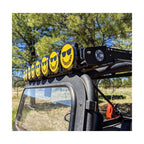 KC HiLiTES 6in. Hard Cover for Gravity Pro6 LED Lights (Single) - Smiley Face- Yellow/Black KC Logo on Jeep roof