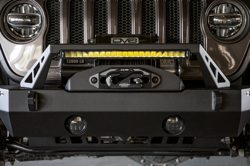 DV8 Offroad 07-23 Jeep Wrangler/Gladiator JT/JK/JL FS-25 Stubby Front Bumper w/Plated Bull Bar Secondary image