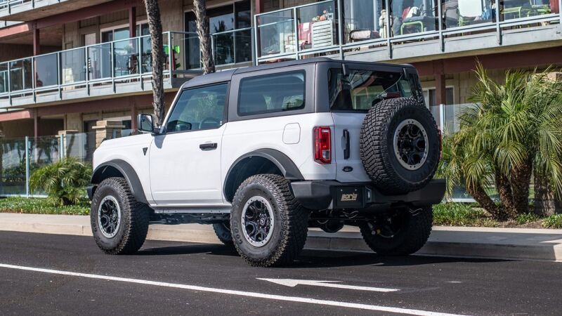 Borla 21-22 Ford Bronco 2.7L V6 4WD ATAK Axle Back Exhaust w/ Bright Chrome Tips on offroad truck.