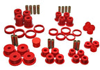 Energy Suspension 84-01 Jeep Cherokee/Wagoneer/Comanche Red Hyper-Flex Master Bushing Set with polyurethane components.