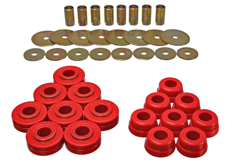 Energy Suspension Nissan/Datsun Red Body Mount Set components