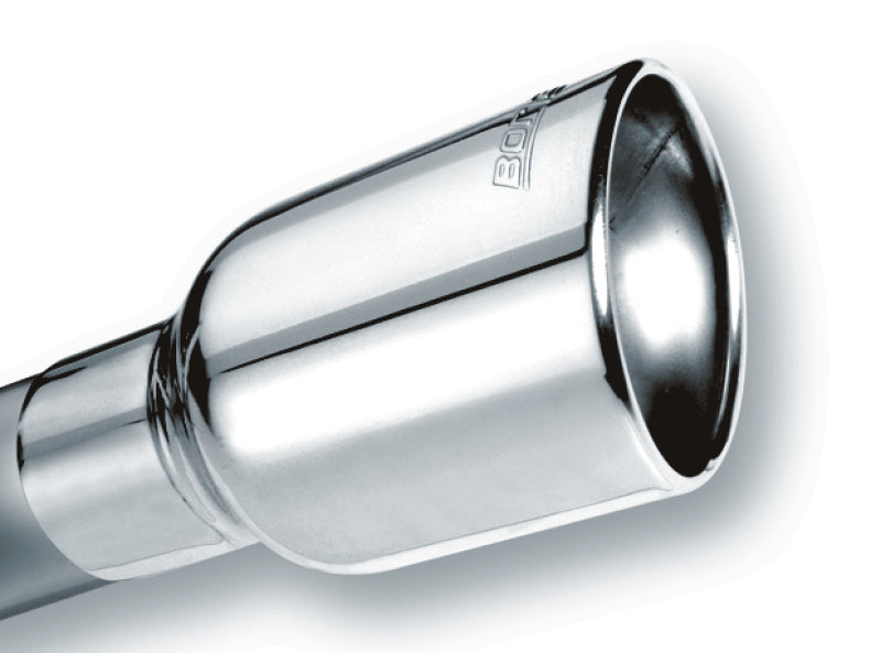 Borla Universal Polished Tip Single Oval Rolled Angle-Cut w/Clamp (inlet 2 1/2in. Outlet 4 1/4 x 3 1. Main image
