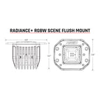Rigid Industries Radiance+ Scene RGBW Flush Mount - Pair dimensions and design for offroad lighting.