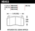Hawk 03-06 Evo / 04-09 STi / 09-10 Genesis Coupe (Track Only) / 2010 Camaro SS Blue Race Front Brake dimensions