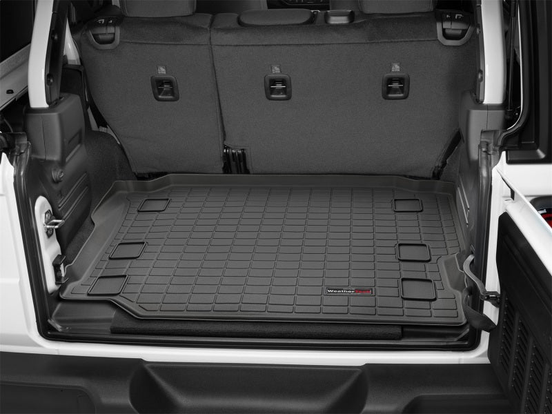 WeatherTech 2018+ Jeep Wrangler Unlimited JL No w/o Subwoofer Cargo Liners - Black in trunk