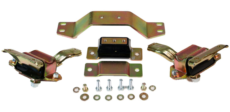 Energy Suspension 99-04 Ford Mustang 4.6L V8 Black Motor & Transmission Mount Set components and hardware. Main image