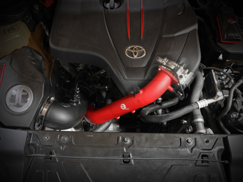 aFe BladeRunner Red 2-3/4in Aluminum Charge Pipe 2021 Toyota Supra GR (A90) I4-2.0L (t) B48 Secondary image