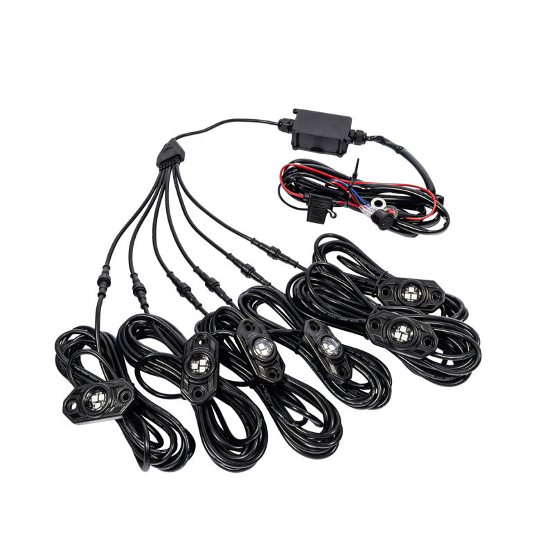 KC HiLiTES C-Series RGB LED Rock Light Kit (Incl. Wiring) - Set of 6 with wiring harness