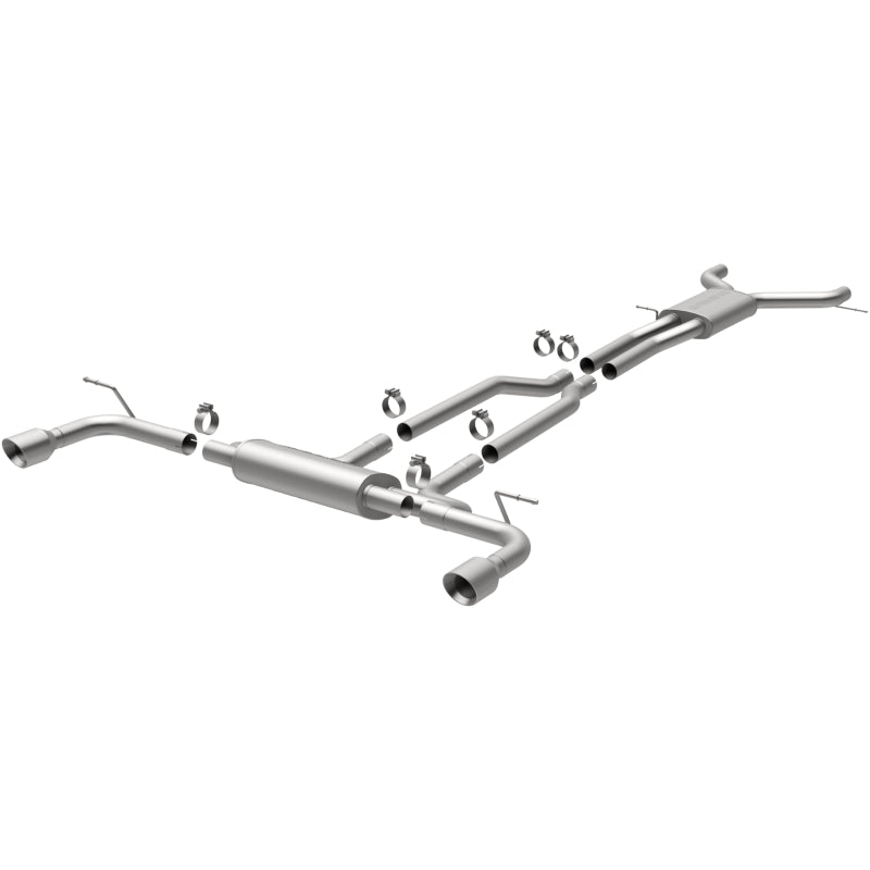 MagnaFlow 07 Audi Q7 V8 4.2L Dual Split Rear Exit Stainless Cat-Back Perf Exhaust system components and layout Main image