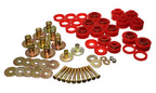 Energy Suspension 68-72 Chevy Chevelle/Monte Carlo/Malibu/El Camino Red Body Mount Set components including bushings and hardware.