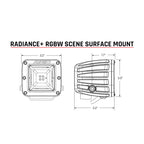 Rigid Industries Radiance+ Scene RGBW Surface Mount - Pair dimension diagram for offroad lighting and electrical