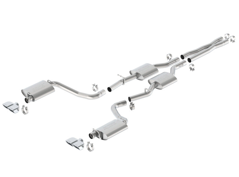 Borla 15-16 Dodge Challenger R/T 5.7L Dual Rectangle Angle Cut Dual Split Rear Exit S-Type Exhaust system parts Main image