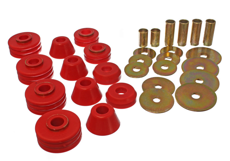 Energy Suspension 73-80 GM 1/2 Ton C-10/C1500 Pick Up 2WD Red Body (Cab) Mount Set, offroad performance upgrades