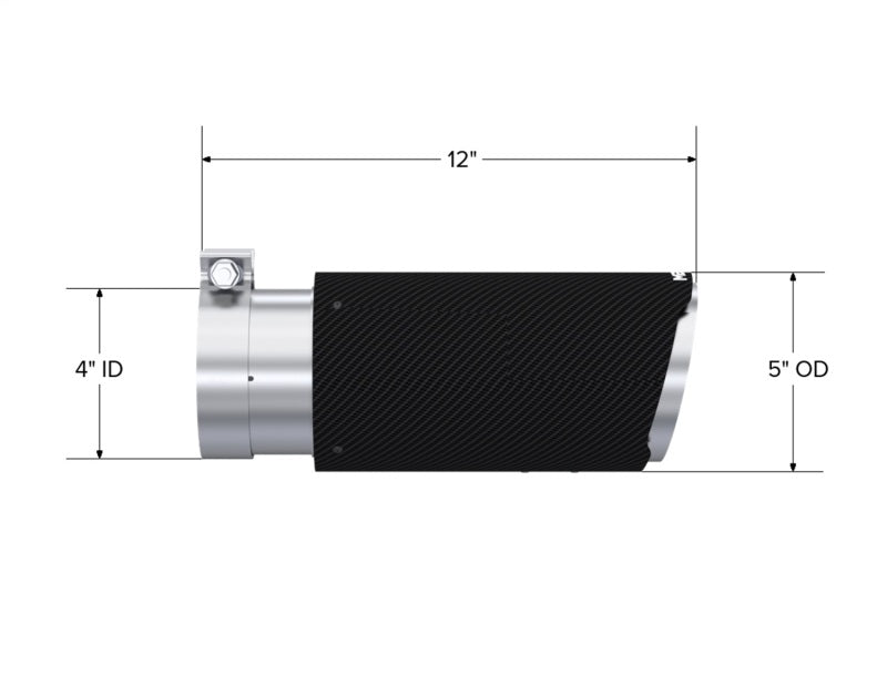 MBRP Universal Carbon Fiber Tip 4in ID/5in OD/12in L Dual Wall Angle Cut Secondary image
