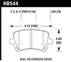 Hawk Audi A3 / A4 / A6 Quattro Performance Ceramic Rear Brake Pads dimensions and specifications