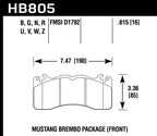 Hawk 15-17 Ford Mustang Brembo Package Performance Ceramic Front Brake Pads dimensions and specifications