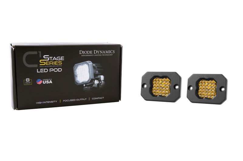 Diode Dynamics Stage Series C1 LED Pod Sport - Yellow Flood Flush ABL (Pair) Secondary image