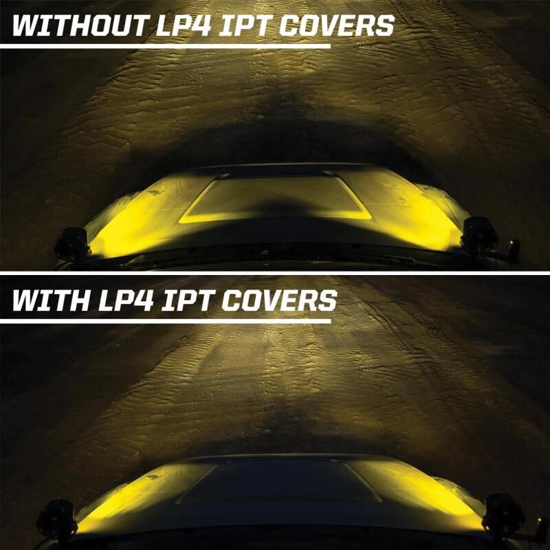Before and after Baja Designs LP4 IPT Reflector Cover Kit install Main image