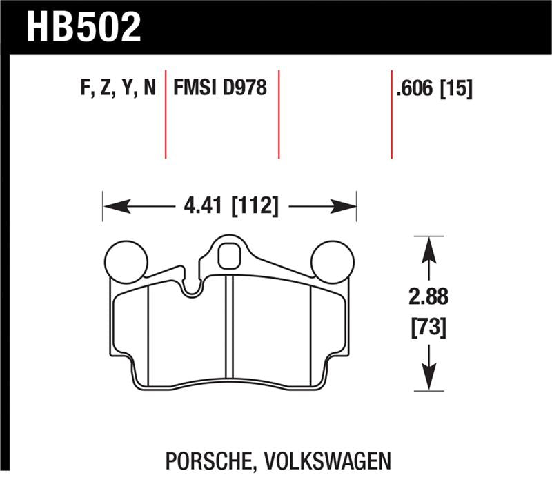 Hawk Porsche / Volkswagen HPS Street Rear Brake Pads diagram