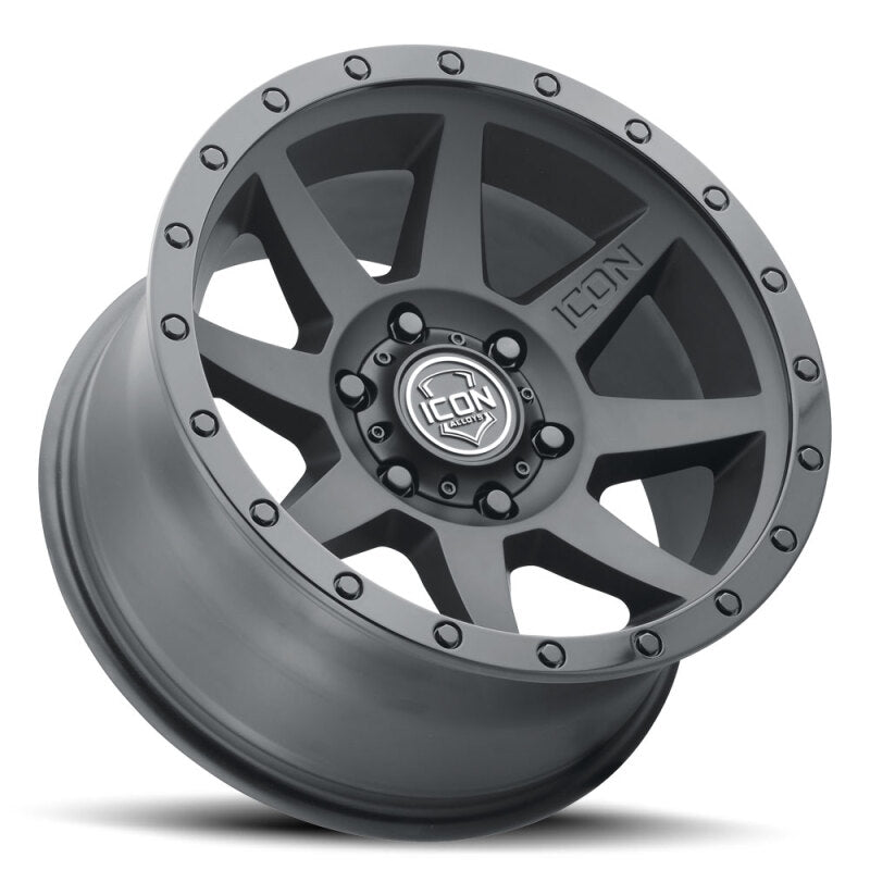 ICON Rebound 18x9 6x135 6mm Offset 5.25in BS 87.1mm Bore Double Black Wheel for offroad trucks