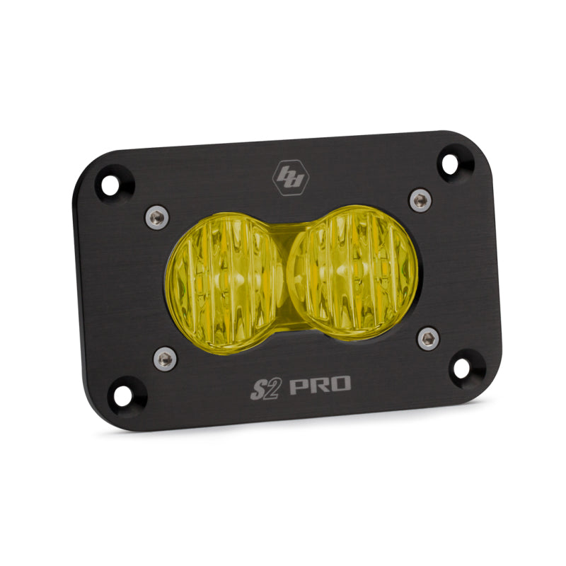 Baja Designs S2 Pro Wide Cornering Pattern Flush Mount LED Light - Amber for offroad performance upgrades Main image