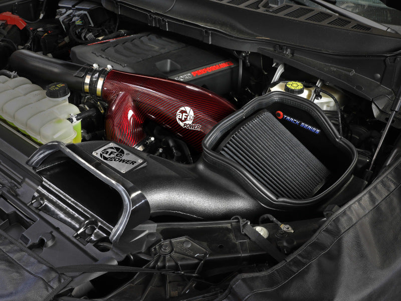 aFe 17-24 Ford F-150 Track Series Red Kevlar Carbon Fiber C/A Intake System w/Black Pro 5R Filter Secondary image