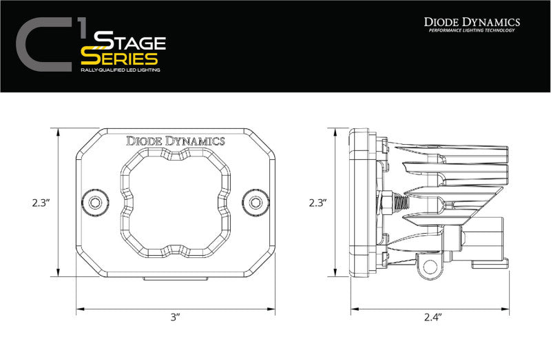 Diode Dynamics Stage Series C1R - White Flood Flush Mount LED Pod (one) Secondary image