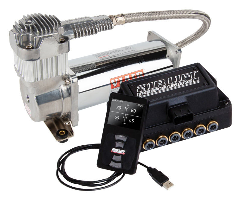 Air Lift Performance 3H (3/8 Air Line 4 Gal 5-Port Raw Aluminum Tank VIAIR 444C Comp) Secondary image