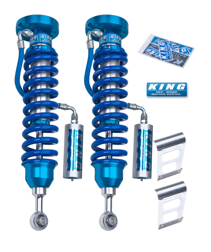 King Shocks 2007+ Toyota Tundra 2.5 Dia Front Coilover w/Remote Reservoir (Pair) for off road performance upgrades. Main image