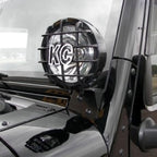 KC HiLiTES 07-18 Jeep JK A-Pillar Windshield Light Mount Bracket Set (Pair) - Black on Jeep