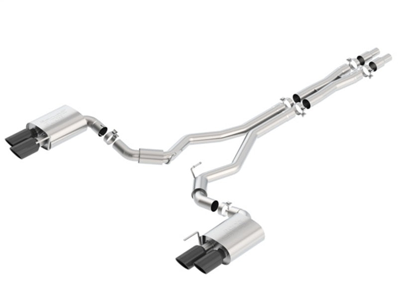 Borla 2018 Ford Mustang GT (A/T / M/T) 3in S-Type Catback Exhaust w/o Valves w/ Black Chrome Tips Main image