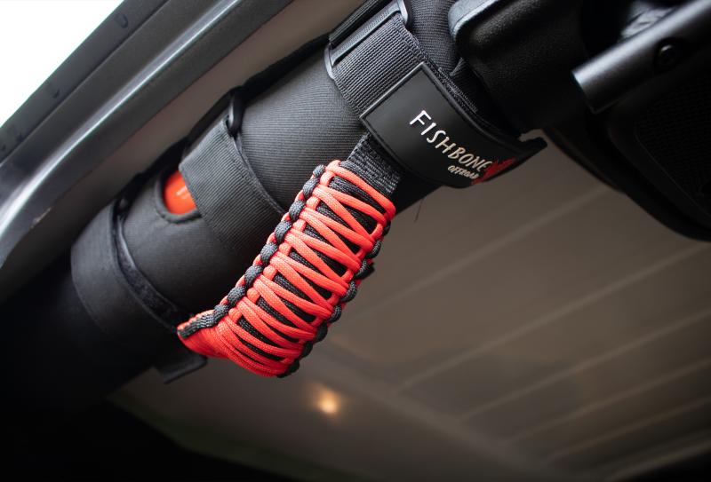 Fishbone Offroad Paracord Grab Handles w/Three Straps Red Secondary image