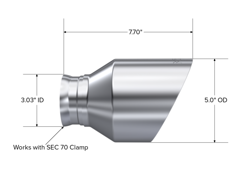 MBRP 15-23 Dodge Charger 5.7L/6.2L/6.4L T304 3in ID / 5in OD Out / 8in Length Angle Cut SS Tip Secondary image
