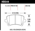 Hawk 06 Audi A6 Quattro Avant / 06-09 A6 Quattro  HP+ Rear Brake Pads dimensions and specifications