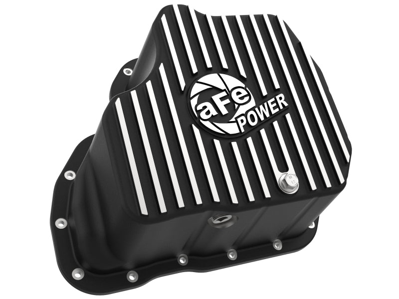 aFe 011-16 GM Diesel Trucks V8-6.6L LML Engine Oil Pan Black POWER Pro Series w/ Machined Fins Secondary image