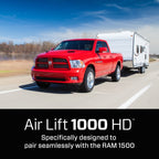 Air Lift 1000HD Rear Air Spring Kit for 09-18 Dodge Ram 1500 towing a trailer.