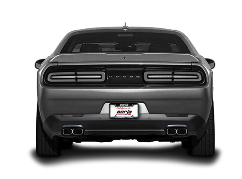 Borla 15-16 Dodge Challenger R/T 5.7L Dual Rectangle Angle Cut Dual Split Rear Exit ATAK Exhaust installed view