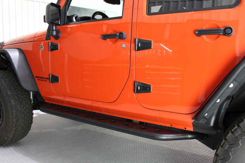 Fishbone Offroad 07-18 Jeep Wrangler JK 4 Door Steel Side Steps - Black Textured Powdercoat Secondary image