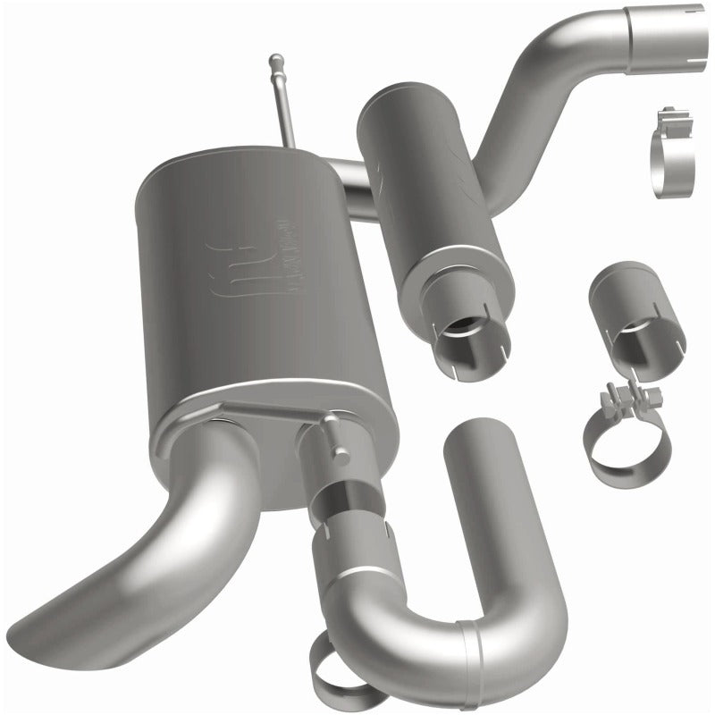 MagnaFlow 18-23 Jeep Wrangler JL 2.0L/3.6L Overland Series Axle-Back Exhaust components with shiny finish.