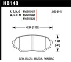 Hawk 89-93 Miata Blue 9012 Race Front Brake Pads D525 dimensions and specifications for performance upgrades