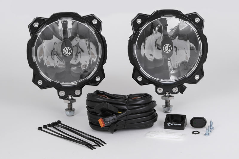 KC HiLiTES 6in. Pro6 Gravity LED Light 20w Single Mount Wide-40 Beam (Pair Pack System) for offroad lighting.