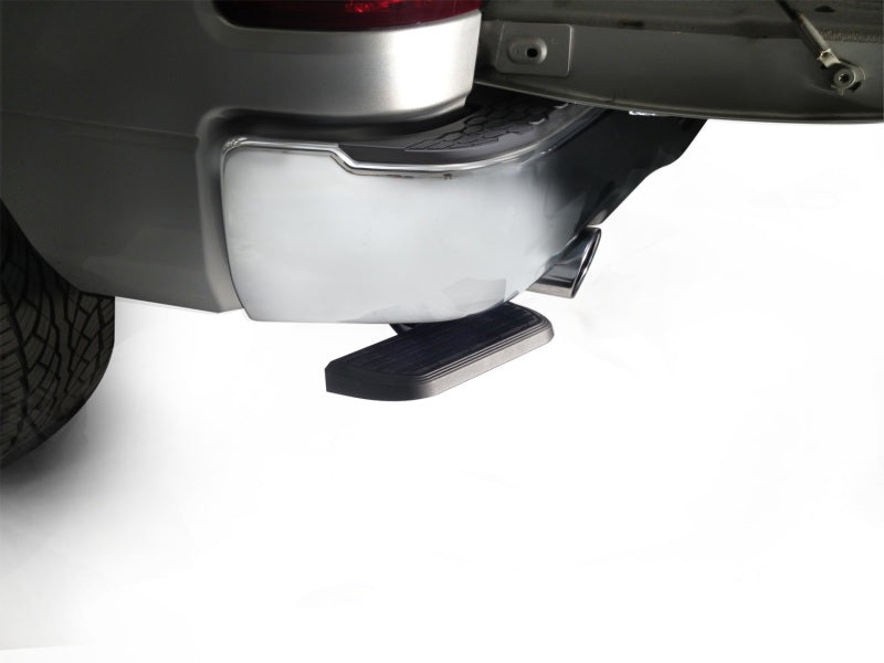 AMP Research 20-24 Chevrolet Silverado 2500/3500 BedStep - Black on truck bumper for easy cargo access.