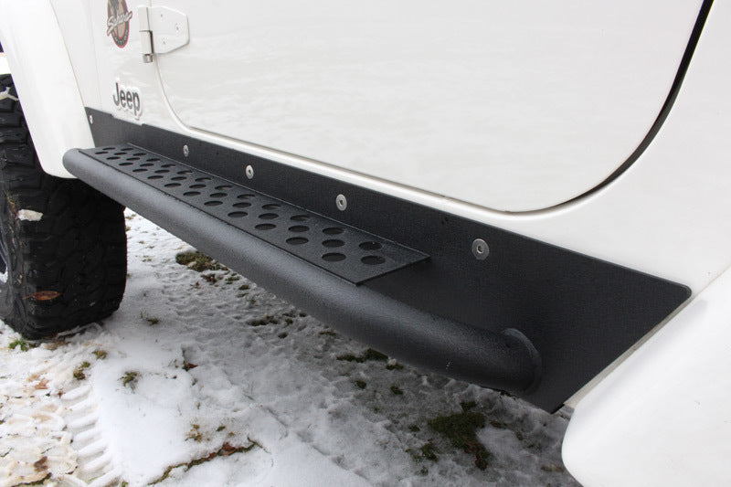 Fishbone Offroad 97-06 Jeep Wrangler TJ Steel Rock Slider - Black Textured Powdercoat on Jeep