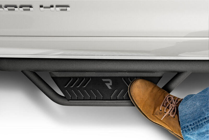 N-Fab Podium LG 2019 Jeep Wrangler JT 4DR Truck - Full Length - Tex. Black - 3in. step plate with shoe