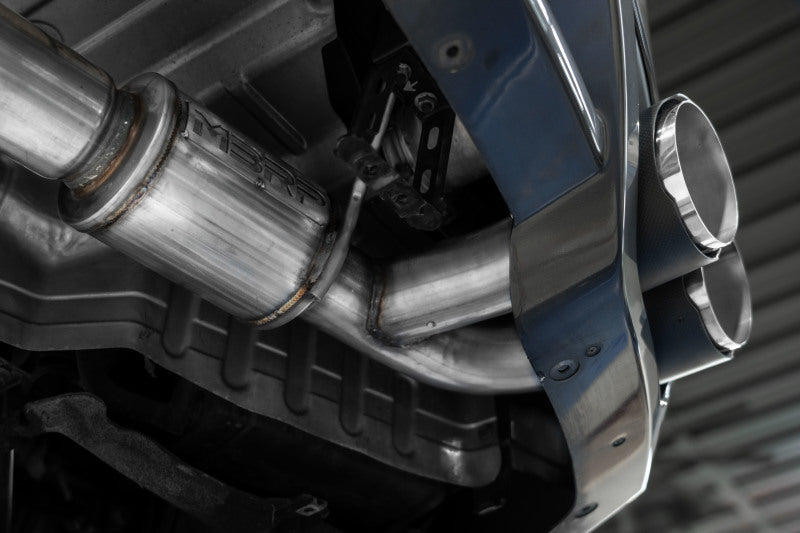 MBRP 2009-2023 Nissan GTR 3.8L Stainless Steel 3.5in Cat-Back, Dual Split Rear Quad Carbon Tips Secondary image