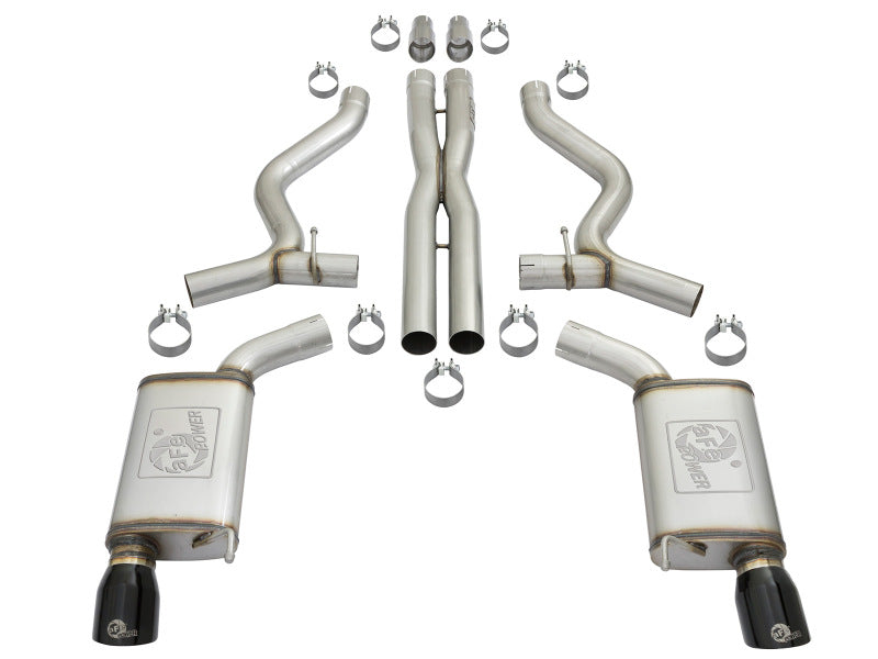 aFe MACHForce XP 3in 304 SS Cat-Back Exhausts w/ Black Tips 15-17 Ford Mustang GT V8-5.0L/V6-3.7L Secondary image