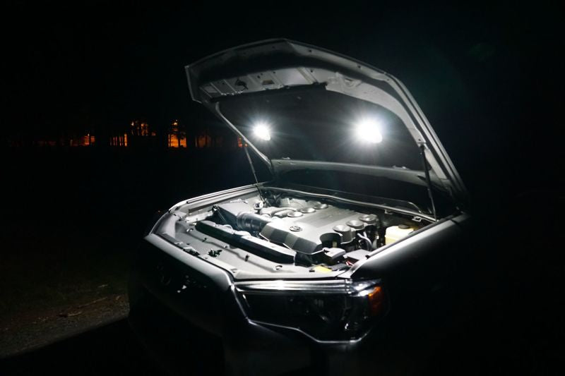 KC HiLiTES Cyclone 2in. LED Universal Under Hood Lighting Kit in use at night